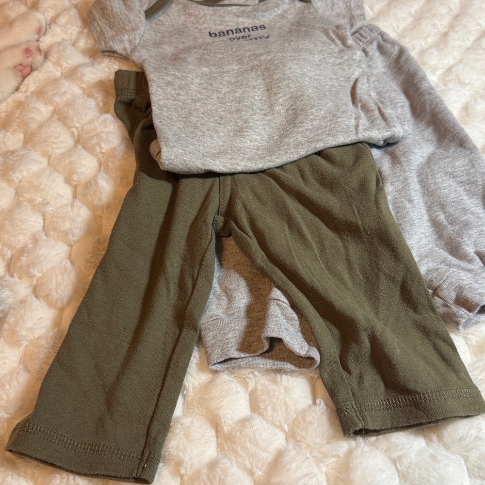 Gray and Olive Baby Outfit by bananas over you